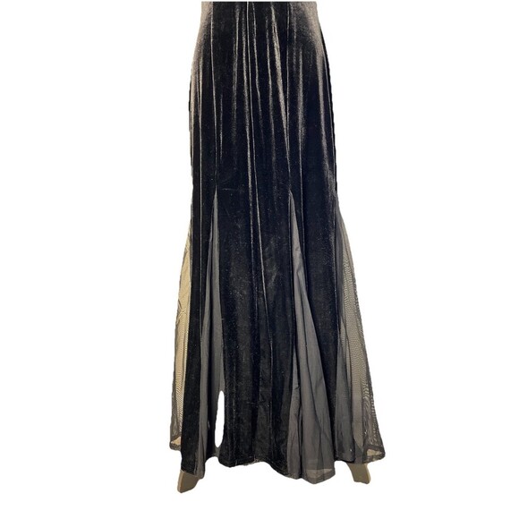 Ronnie Nicole Black Velvet Maxi Dress Mesh Panels Witchy Women 10‎ Whimsygoth - Picture 3 of 9